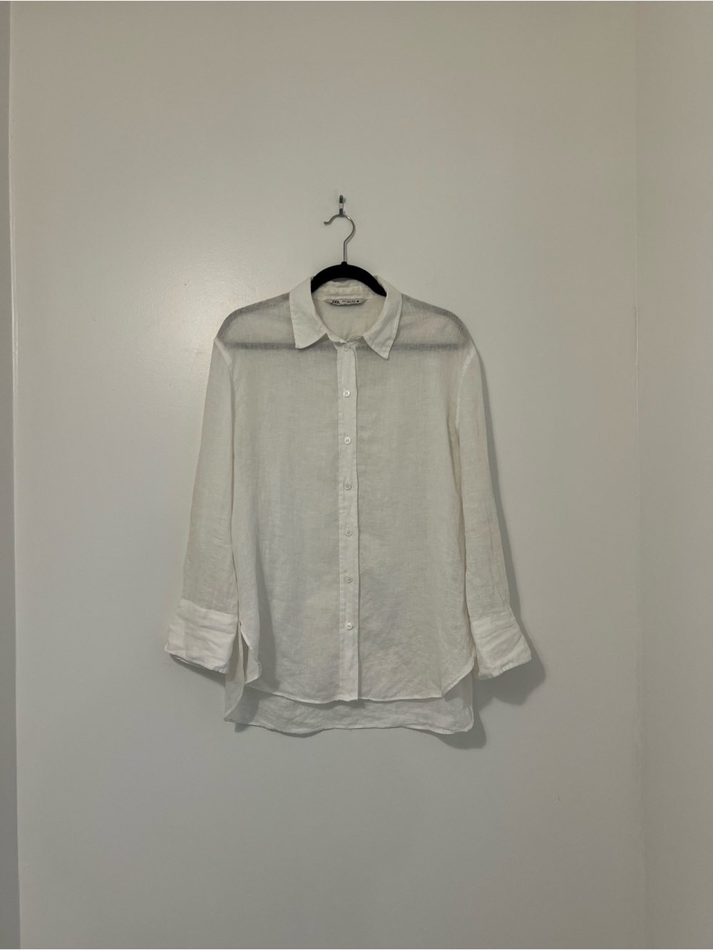 Zara White Linen Button-Down Shirt